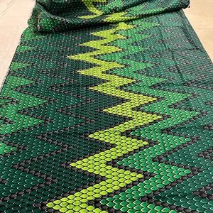 HiTarget African Wax print fabric green zig zag 3 yards 26 inches long, 44” wide